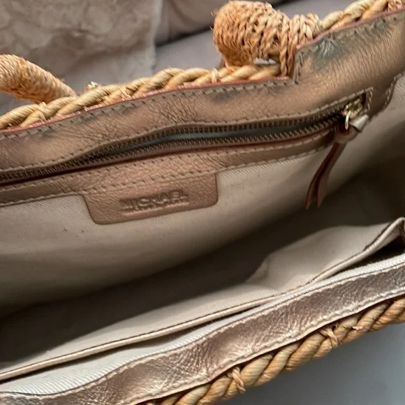 Vintage, Michael Kors, husk and gold leather tote